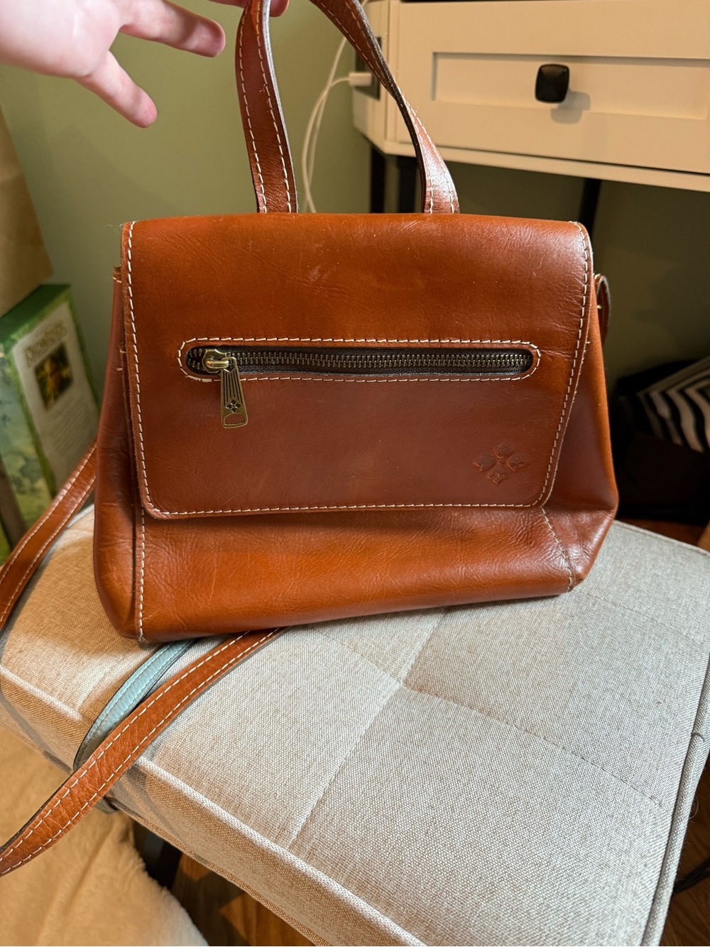 Patricia Nash Cognac Brown Leather Crossbody Convertible Handbag/Backpack
